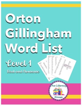 Orton Gillingham OG Word List for Lesson Planning by The Literacy House
