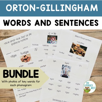 Preview of Orton Gillingham Word Lists and Sentences with Photos BUNDLE