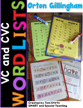 Preview of Orton Gillingham VC CVC Words Digraphs Dyslexia Interventions Word Lists