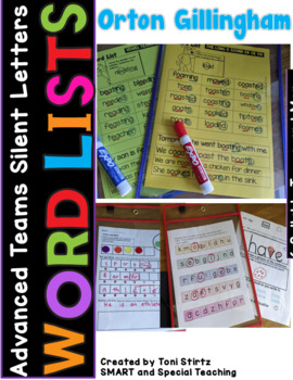 Preview of Orton Gillingham Word Lists Advanced Teams and Silent Letters Level 6