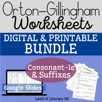 Preview of Orton-Gillingham Worksheets & Games Bundle: Consonant-le, Suffix