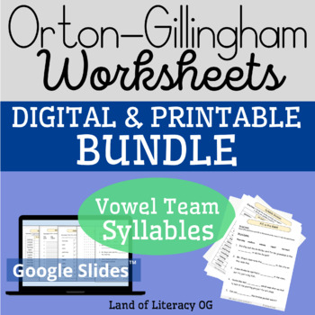 Preview of Orton-Gillingham Worksheets & Games Bundle: Vowel Teams