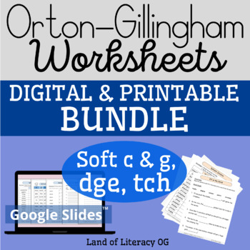 Preview of Orton-Gillingham Worksheets & Games Bundle: soft c/g, dge, tch, tion/sion