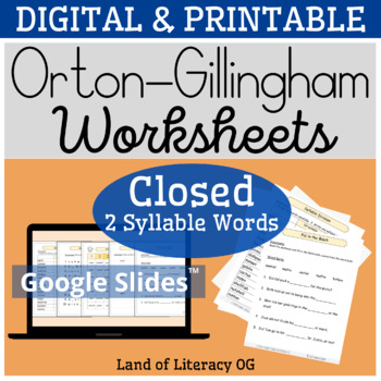 Preview of Orton-Gillingham Worksheets & Games: Closed 2-Syllable Words