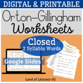 Orton-Gillingham Worksheets & Games: Closed 2-Syllable Words