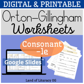 Preview of Orton-Gillingham Worksheets & Games: Consonant-le