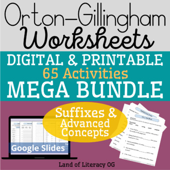 Preview of Orton-Gillingham Worksheets & Games Mega Bundle: Suffix Rules, Advanced Vowels