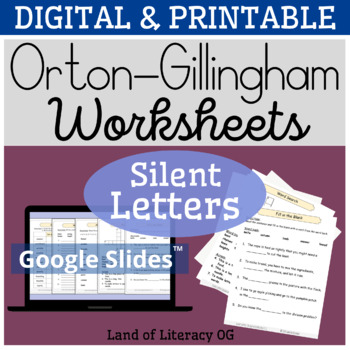 Preview of Orton-Gillingham Worksheets & Games: Silent letters