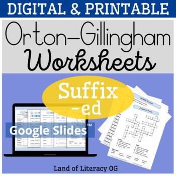 Preview of Orton-Gillingham Worksheets & Games: Suffix -ed