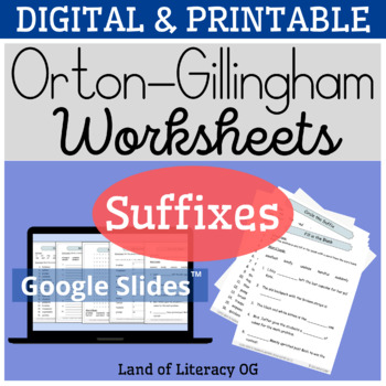Preview of Orton-Gillingham Worksheets & Games: Suffixes