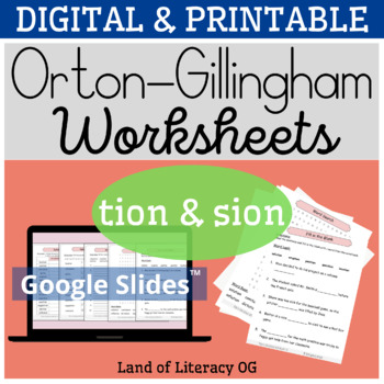 Preview of Orton-Gillingham Worksheets & Games: Suffixes tion, sion