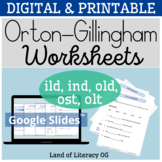 Orton-Gillingham Worksheets & Games: ild, ind, old, ost, olt