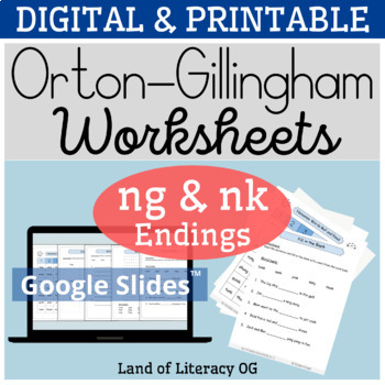 Preview of Orton-Gillingham Worksheets & Games: ing and ng, nk endings