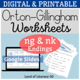 Orton-Gillingham Worksheets & Games: ing and ng, nk endings
