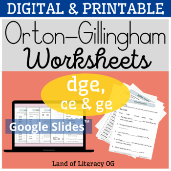 Preview of Orton-Gillingham Worksheets & Games: soft c/g, dge