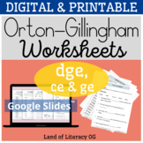 Orton-Gillingham Worksheets & Games: soft c/g, dge