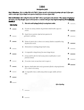 1984 Pre Reading Worksheets Teaching Resources Tpt