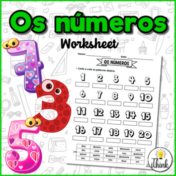 Preview of Os números - Worksheet about numbers in Portuguese (1 to 20)