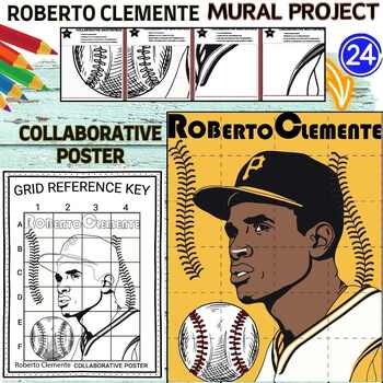 Preview of Roberto Clemente Collaborative Poster Mural Project  Hispanic Heritage Craft