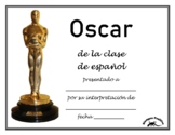 Oscar de la clase de español certificate