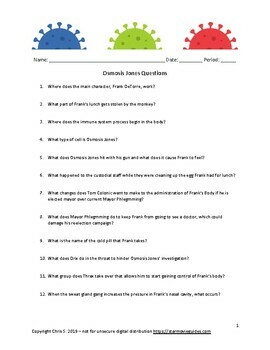 Osmosis Jones Questions with ANSWERS Osmosis Jones MOVIE GUIDE Worksheet
