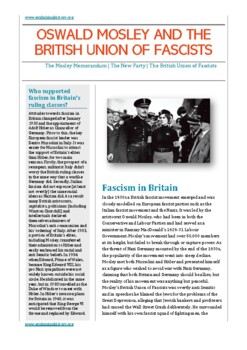 Preview of Oswald Mosley and the British Union of Fascists Study Guide