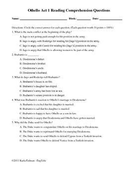 othello essay questions act 1