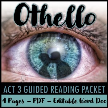 Preview of Othello Act 3 Guided Reading Packet PLUS PowerPoint
