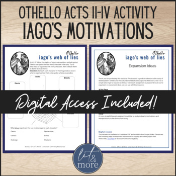 Preview of Othello Acts II-IV Activity - Track Iago's lies & manipulations | No prep!