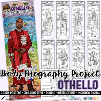 Preview of Othello Body Biography Project Bundle, Characterization, by Shakespeare