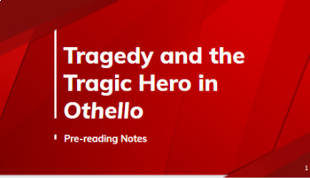 Preview of Othello Pre-reading: Tragic Hero Slideshow, Vocab, and Questions (Google ready!)