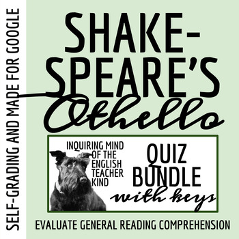 Preview of Othello Quiz and Answer Key Bundle for Google Drive (Self-Grading)