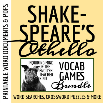 Preview of Othello Vocabulary Games for High School Bundle (Crosswords, Word Searches)