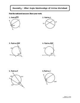 Other Angle Relationships of Circles (Lesson with Homework ...