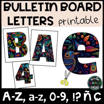 Preview of Otomí Bulletin board letters printable A-Z a-z 0-9 ñ ç & ! letras Mexican Mexico