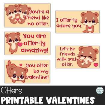 Otter Valentine’s Day Printable Cards for Kids by Nurtured Nature