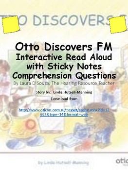 Preview of Otto Discovers FM:  Book Companion Reading Comprehension Sticky Notes