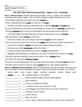 Otto of the Silver Hand by Howard Pyle Ch 7 & 8 Vocabulary Worksheet ...