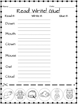 Ou and Ow Worksheets by Eli Burger | Teachers Pay Teachers
