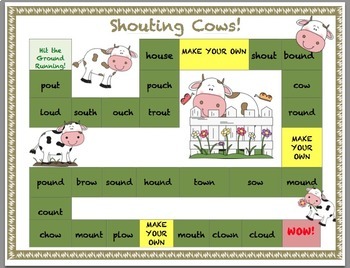 Ou/Ow Board Game - Shouting Cows! by Rita Lottabooks | TpT
