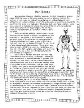 Preview of Human Body- "Our Bones"- Nonfiction Science Reader and Questions