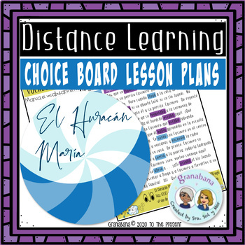 Preview of Our Choice Board for Distance Learning Hurricane Maria april 27-may 1st
