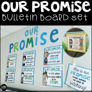 Preview of Our Class Promise Classroom Community Bulletin Board English and Spanish Version
