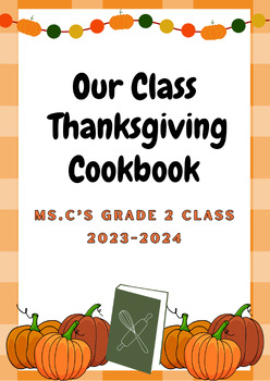 Preview of Our Class Thanksgiving Cookbook - Editable front cover - coloring pages