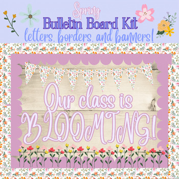 Preview of Our Class is BLOOMING Purple Spring Bulletin Board Kit: Borders, Letters, Banner
