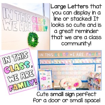 Our Class is a Family | Large & Small Wall Display | Coloring Sheets |  Bracelets