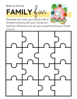 Preview of Our Class is a Family  Puzzle Activity All About Me Cooperative Art FREE