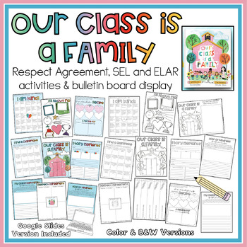 Preview of Our Class is a Family: Respect Agreement, SEL & ELAR activities & Bulletin Board