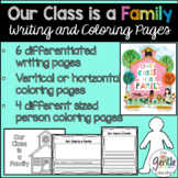 Our Class is a Family Writing and Coloring Pages