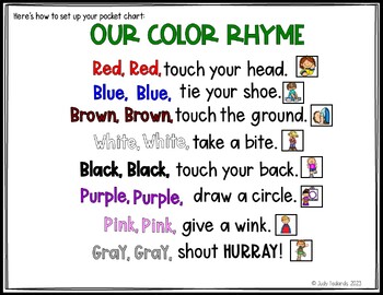 Our Color Rhyme (Pocket Chart Poem) by Judy | TPT